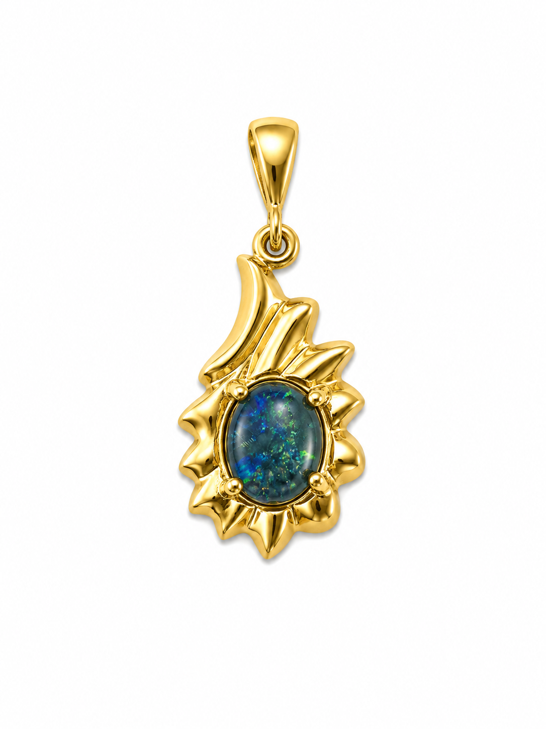 Sunburst Opal — Australian Opal pendant in Gold-Plated Sterling Silver, Ministry of Gems
