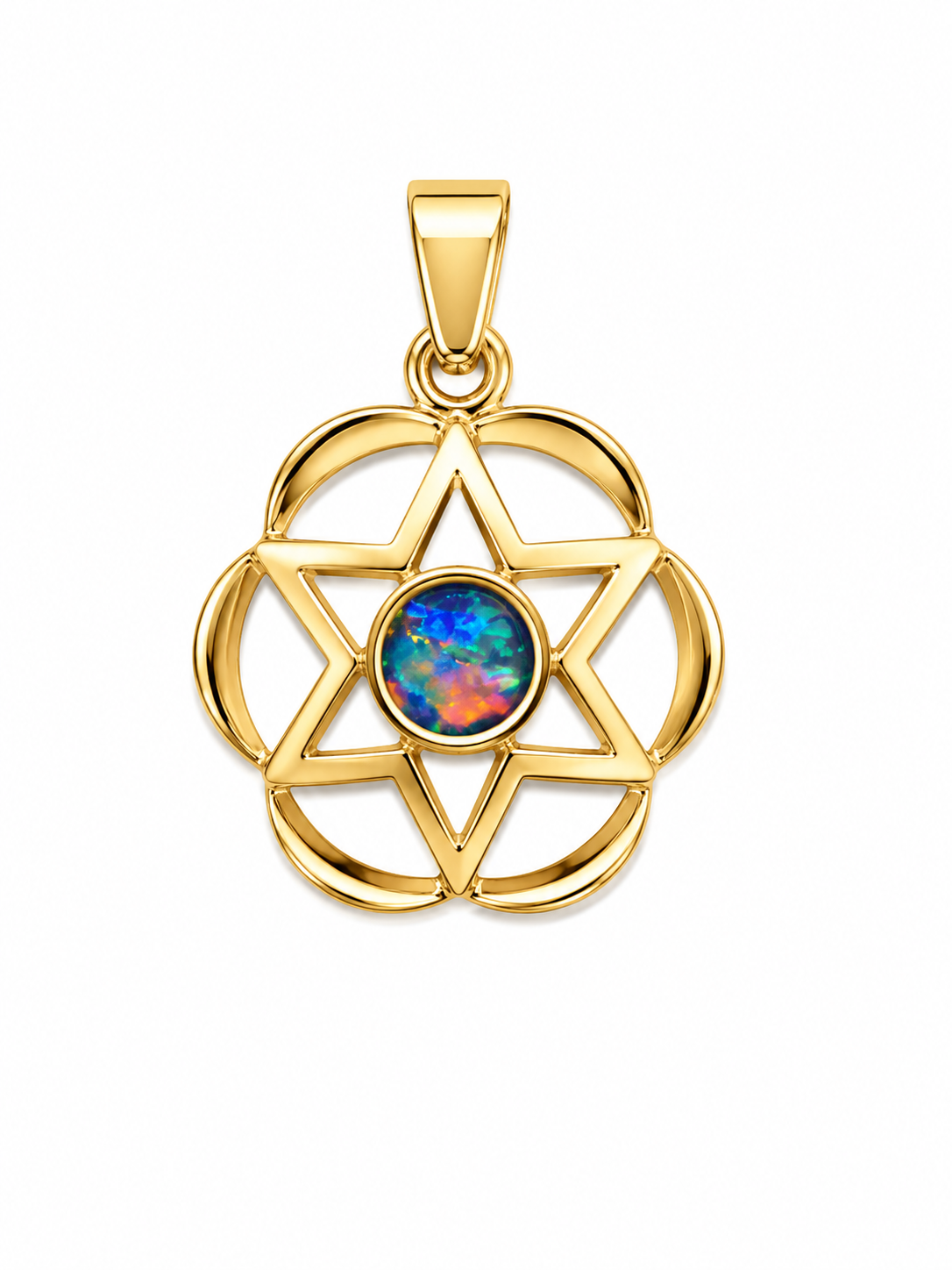 Compass Rose — Australian Opal pendant in Gold-Plated Sterling Silver, Ministry of Gems