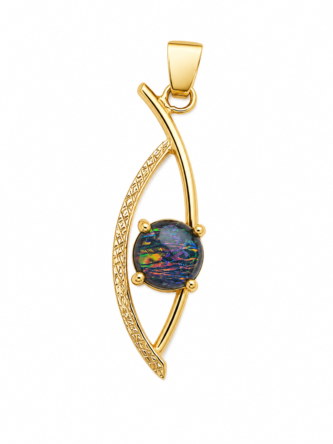 Golden Quill — Australian Opal pendant in Gold-Plated Sterling Silver, Ministry of Gems