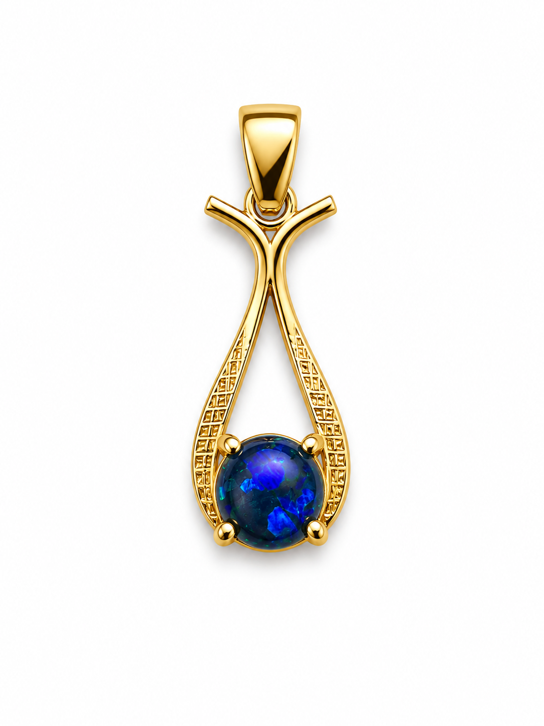 Cobalt Drop — Australian Opal pendant in Gold-Plated Sterling Silver, Ministry of Gems