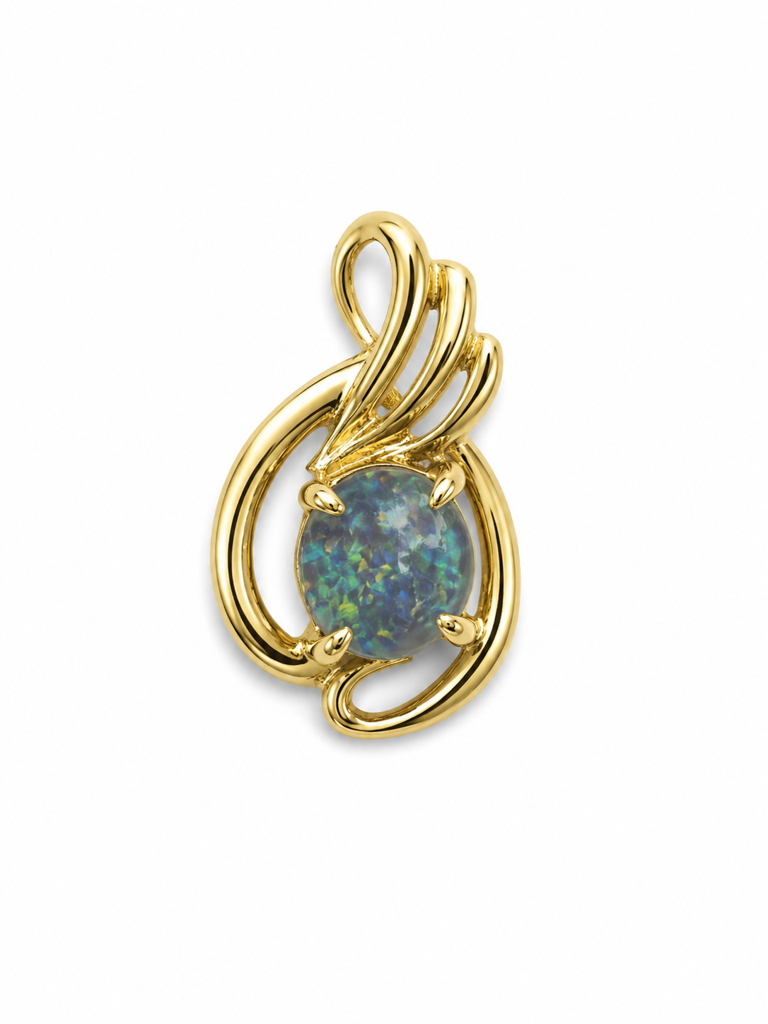 Moonlit Spiral — Australian Opal pendant in Gold-Plated Sterling Silver, Ministry of Gems