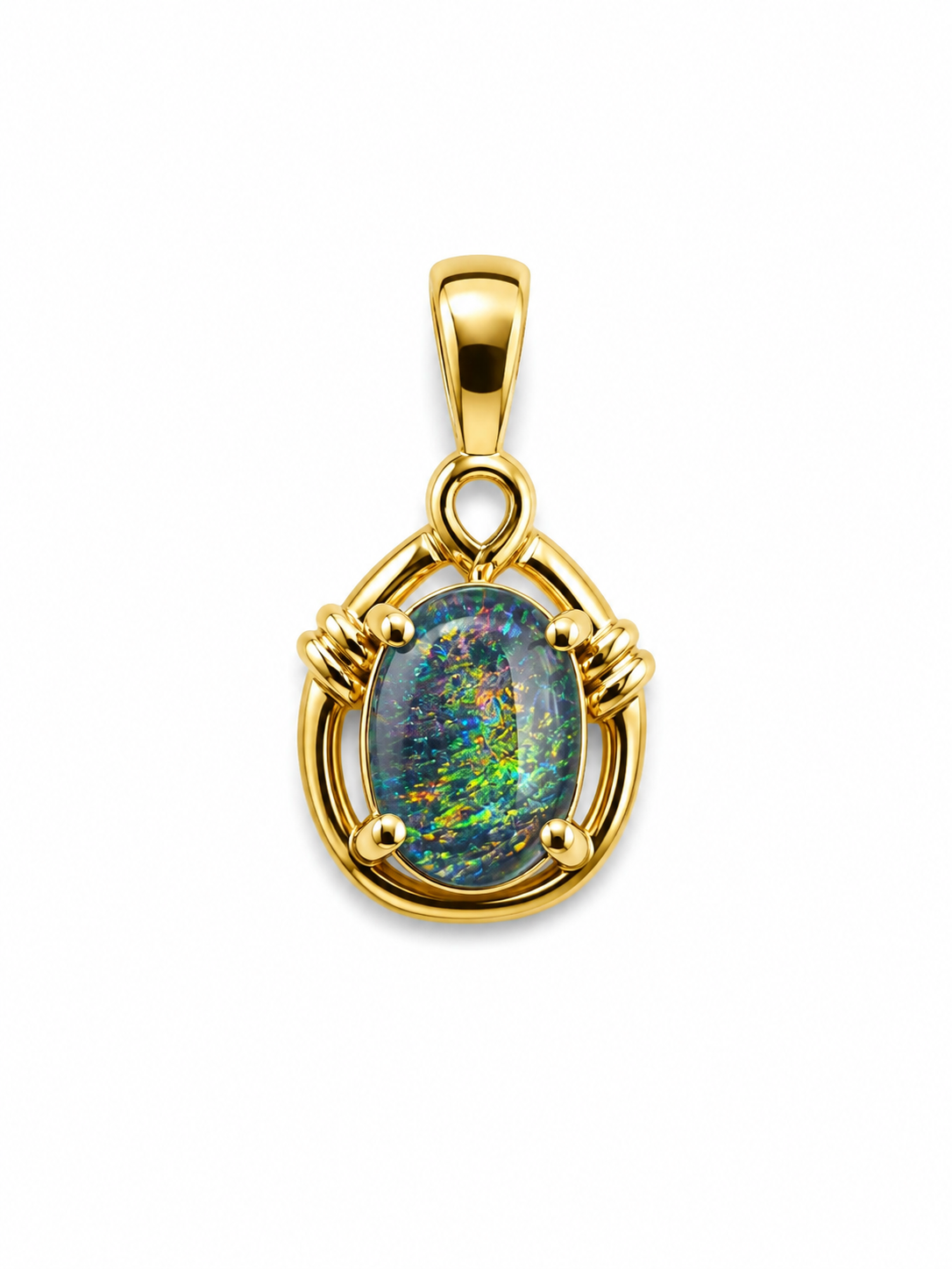 Regal Halo — Australian Opal pendant in Gold-Plated Sterling Silver, Ministry of Gems