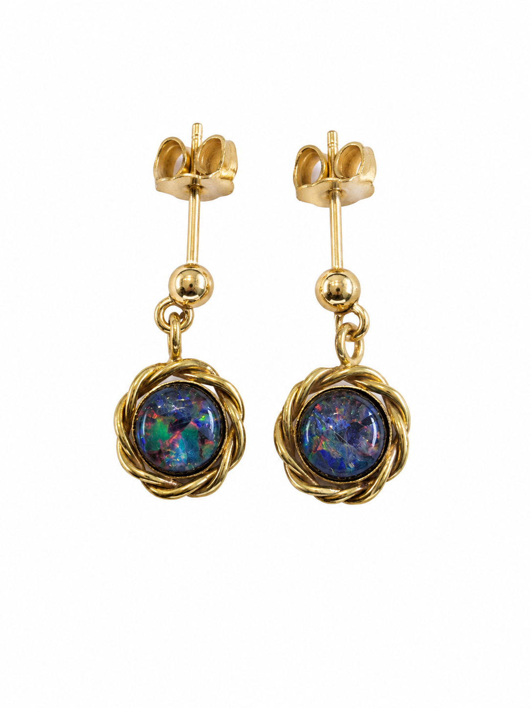 Woven Light — Australian Opal earrings in 14K Gold, Ministry of Gems