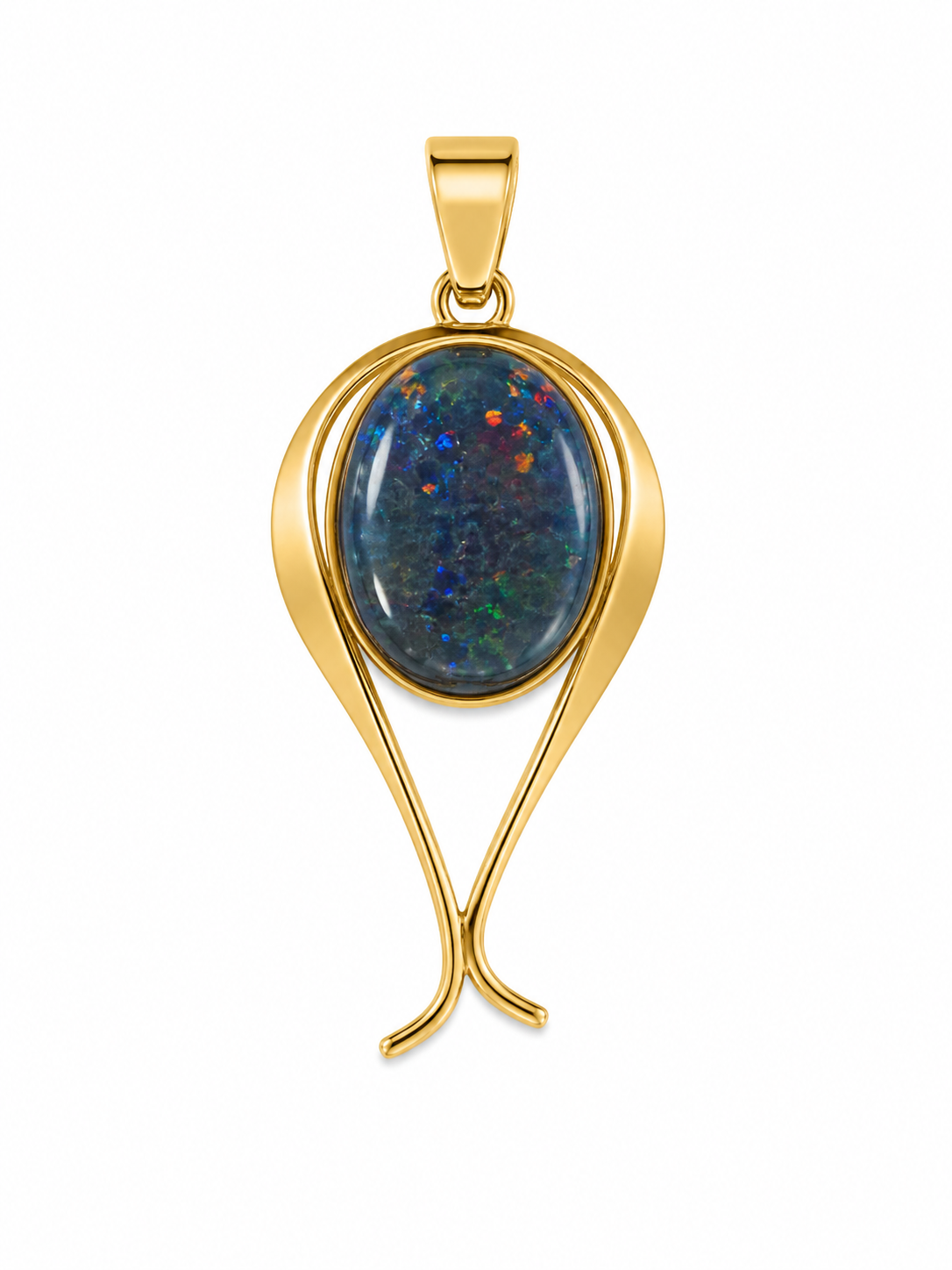 Emerald Meridian — Australian Opal pendant in Gold-Plated Sterling Silver, Ministry of Gems