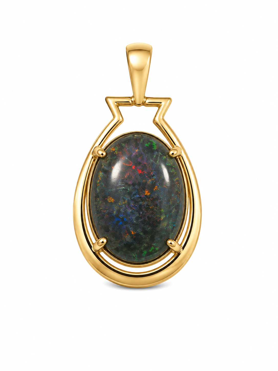Nocturne Oval — Australian Opal pendant in Gold-Plated Sterling Silver, Ministry of Gems
