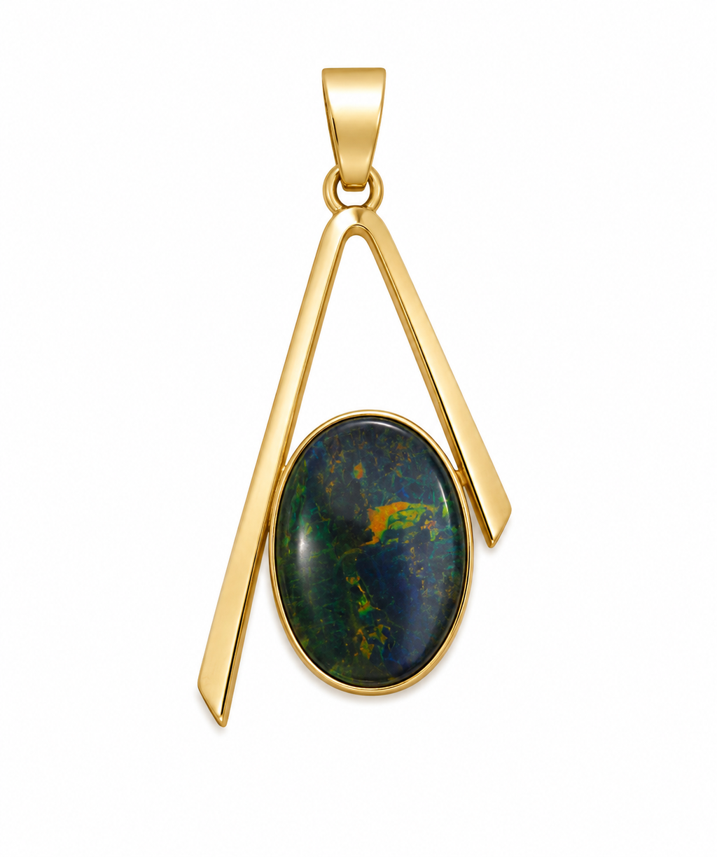 Verdant Teardrop — Australian Opal pendant in Gold-Plated Sterling Silver, Ministry of Gems