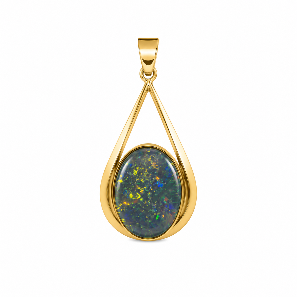 Southern Ember — Australian Opal pendant in Gold-Plated Sterling Silver, Ministry of Gems