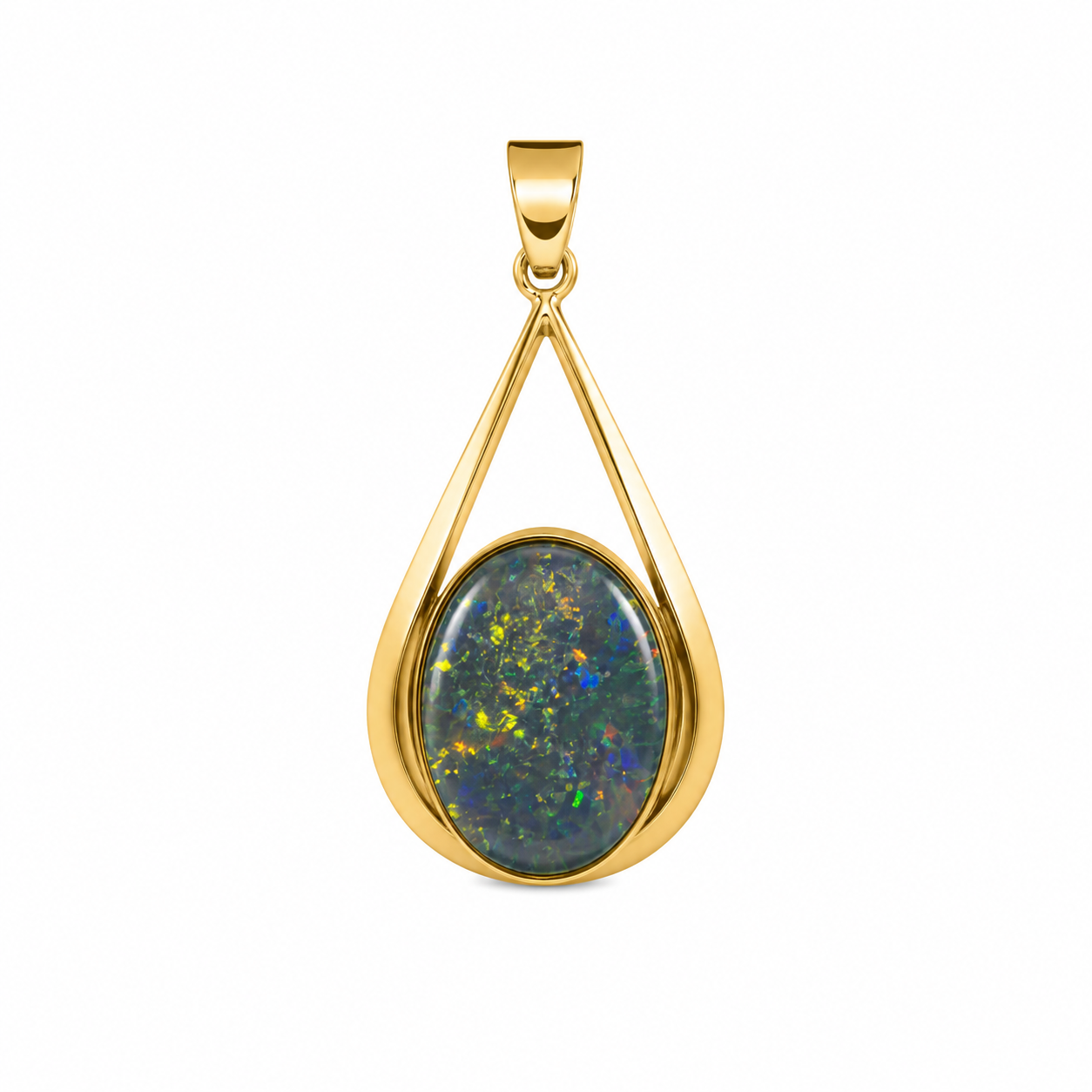 Southern Ember — Australian Opal pendant in Gold-Plated Sterling Silver, Ministry of Gems