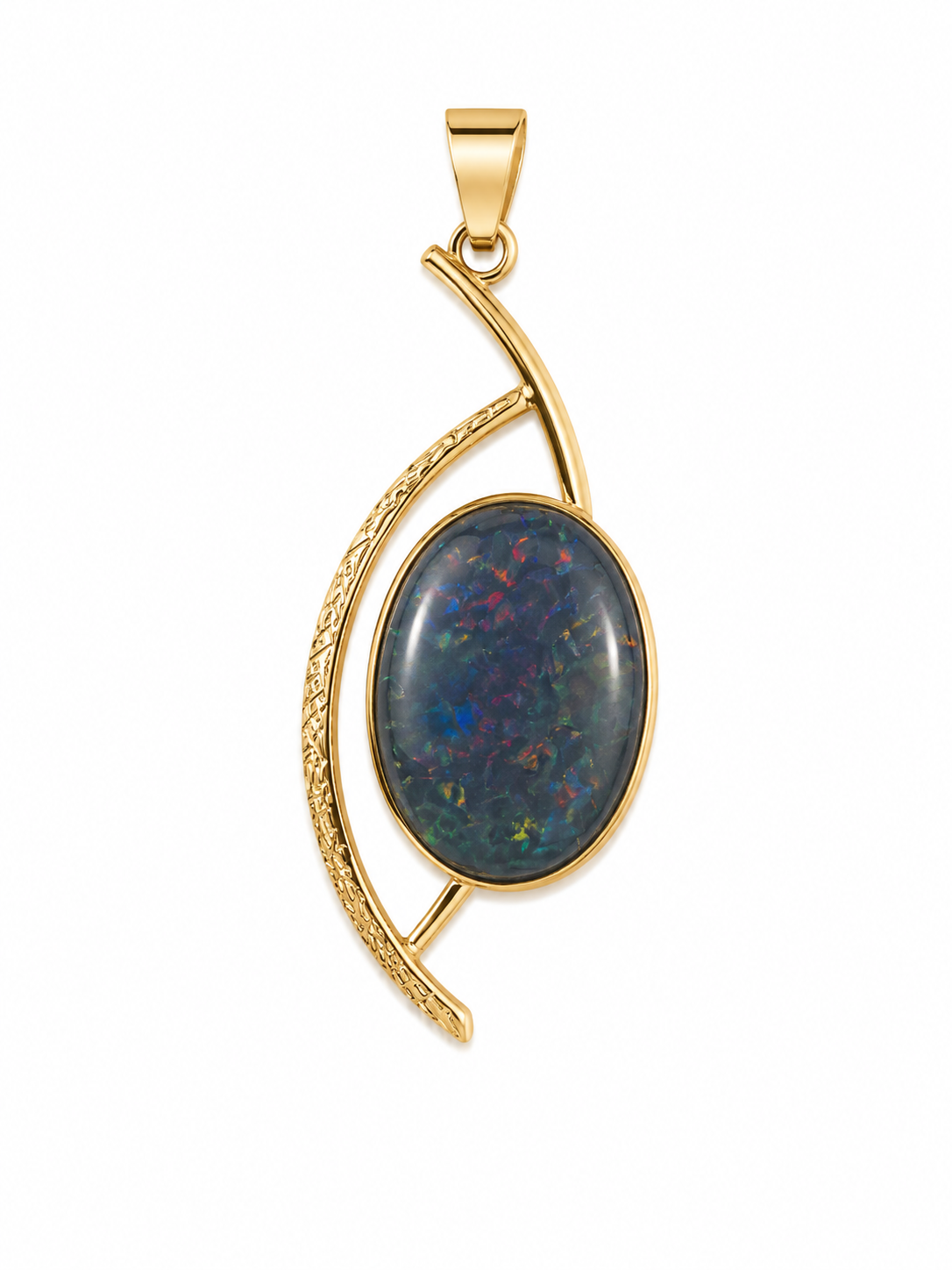 Eclipse Oval — Australian Opal pendant in Gold-Plated Sterling Silver, Ministry of Gems