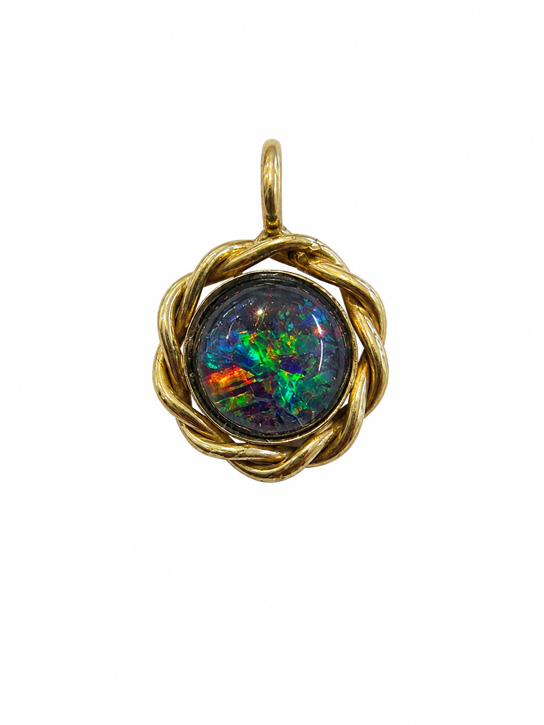 Riverbend II — Australian Opal pendant in 14K Gold, Ministry of Gems