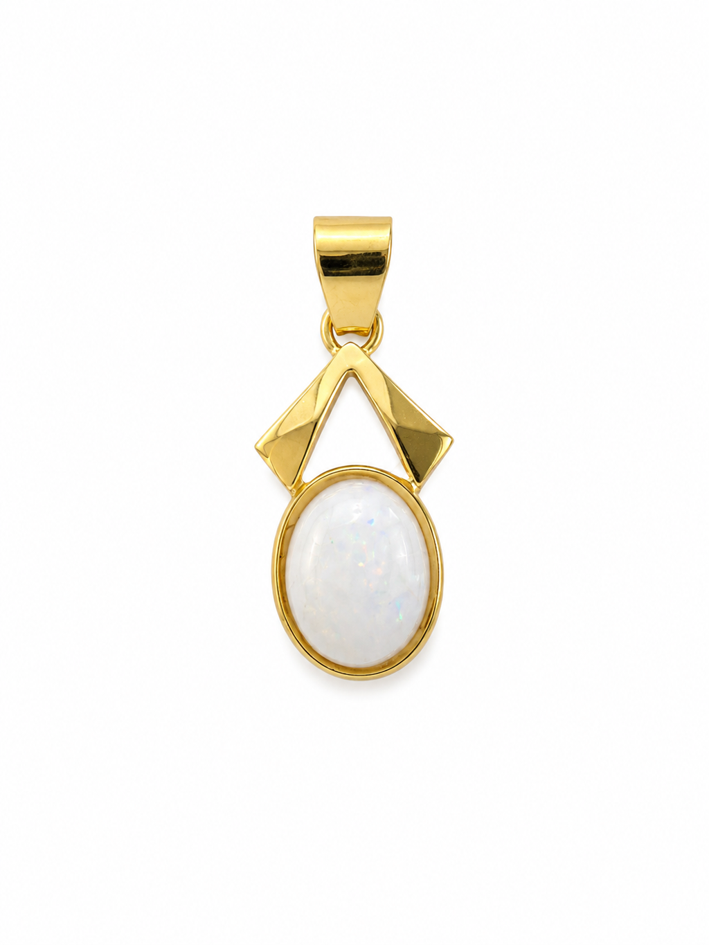 Lantern Oval I — Australian Opal pendant in Gold-Plated Sterling Silver, Ministry of Gems