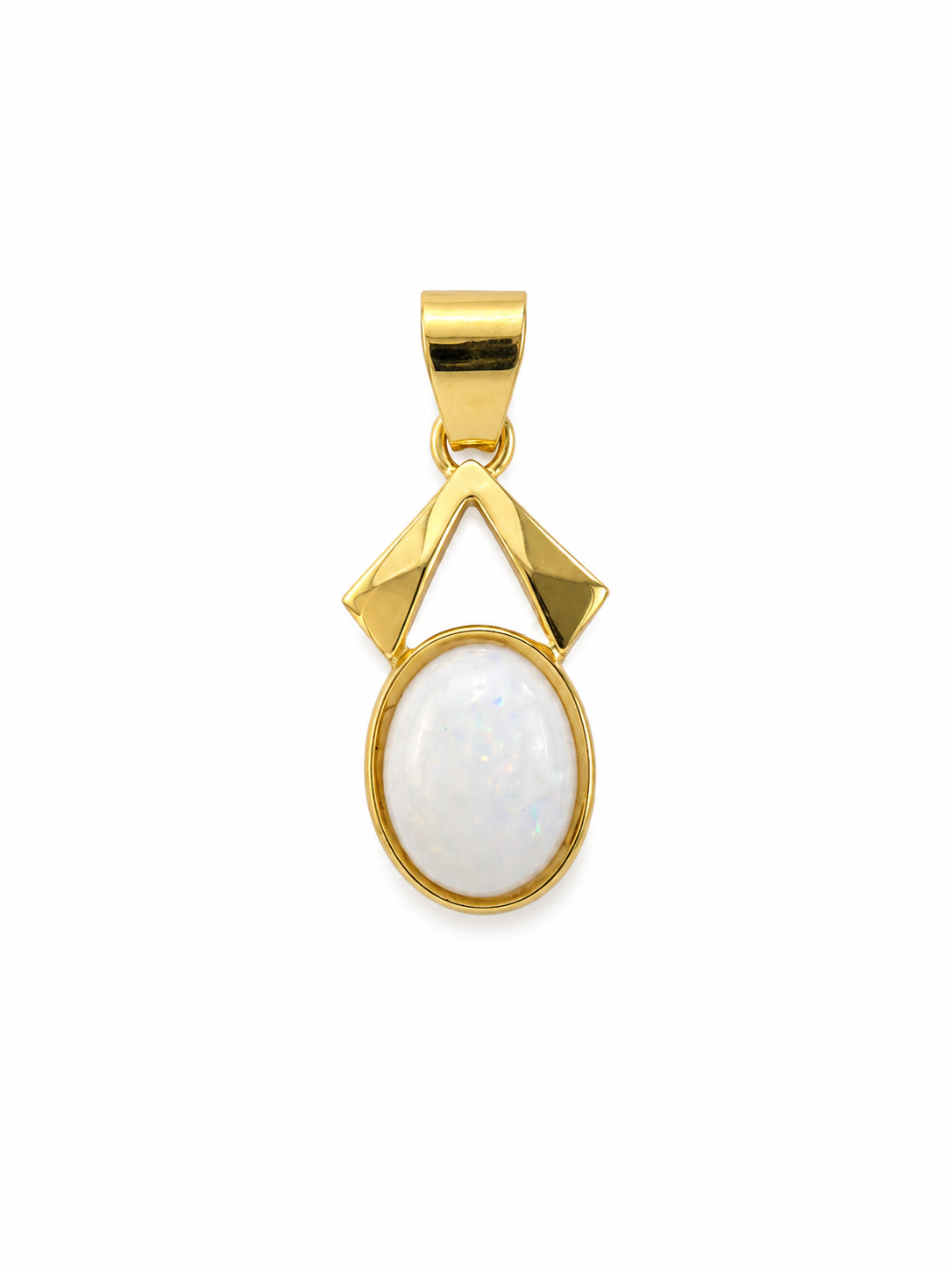Lantern Oval I — Australian Opal pendant in Gold-Plated Sterling Silver, Ministry of Gems