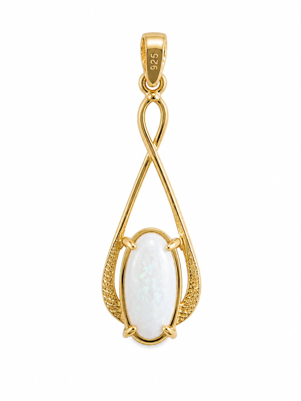 Lantern Oval IV — Australian Opal pendant in Gold-Plated Sterling Silver, Ministry of Gems