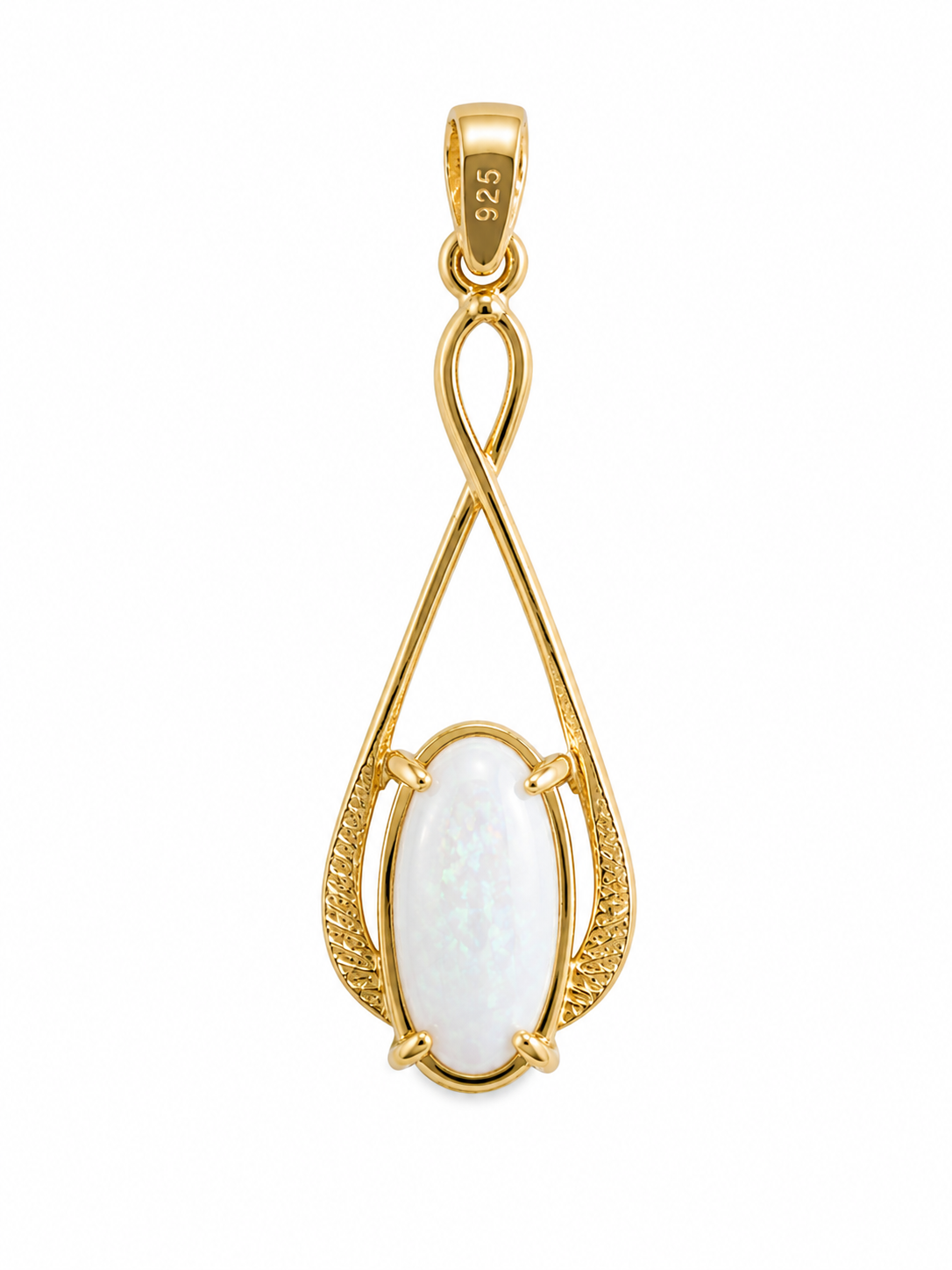 Lantern Oval IV — Australian Opal pendant in Gold-Plated Sterling Silver, Ministry of Gems