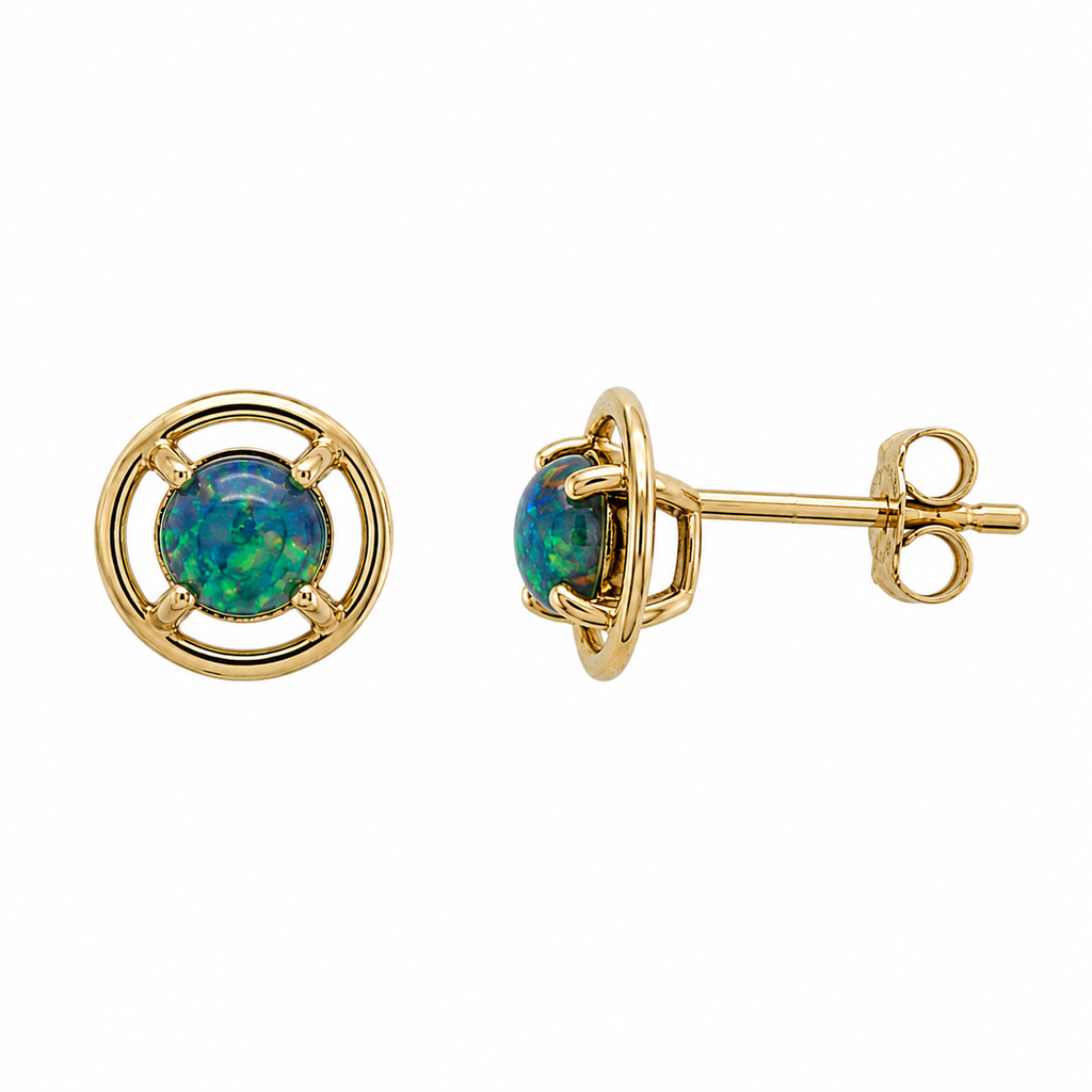 Quiet Flash — Australian Opal earrings in 14K Gold, Ministry of Gems