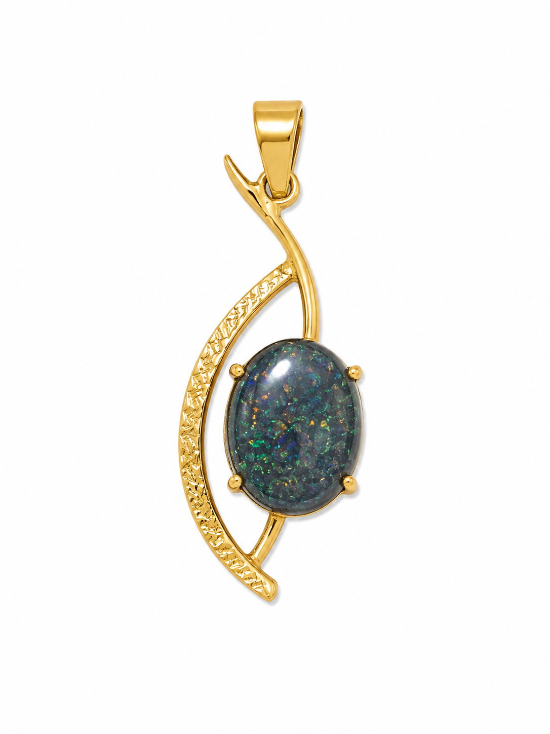 Luna Curve — Australian Opal pendant in Gold-Plated Sterling Silver, Ministry of Gems