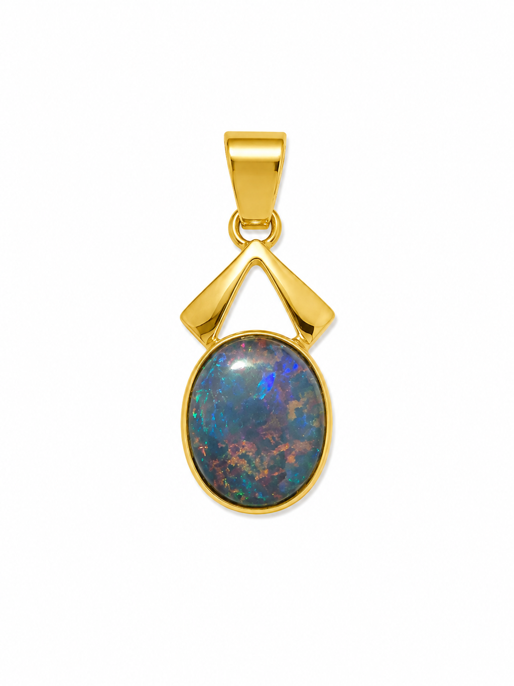 Meridian Ember — Australian Opal pendant in Gold-Plated Sterling Silver, Ministry of Gems