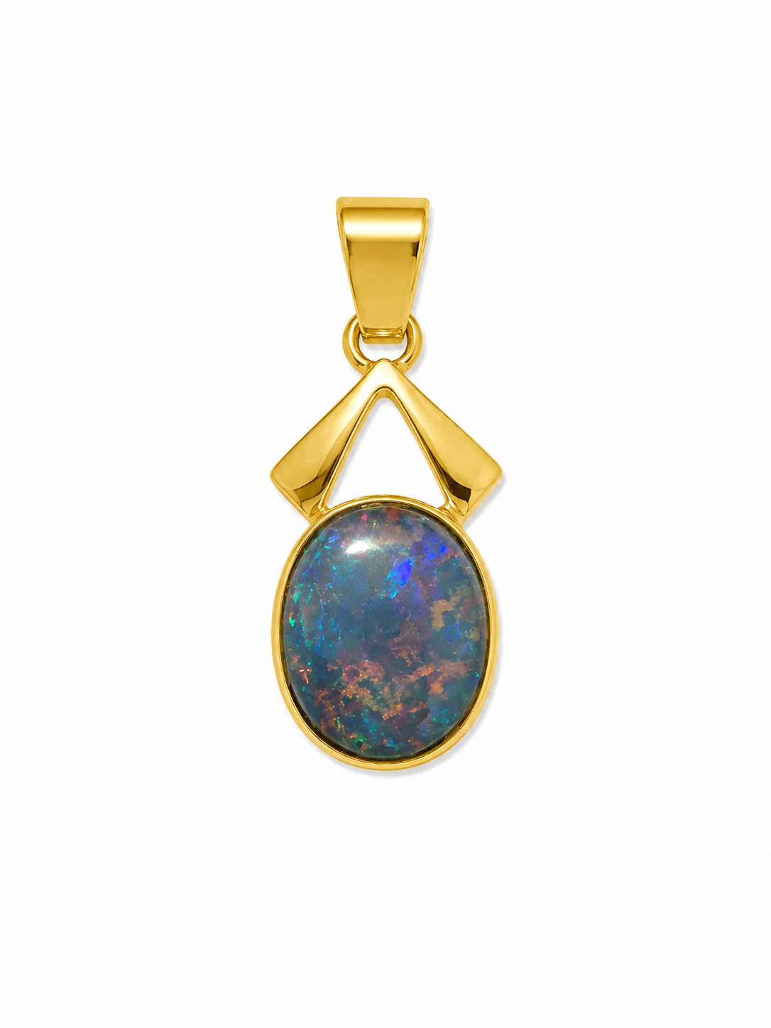 Meridian Ember — Australian Opal pendant in Gold-Plated Sterling Silver, Ministry of Gems