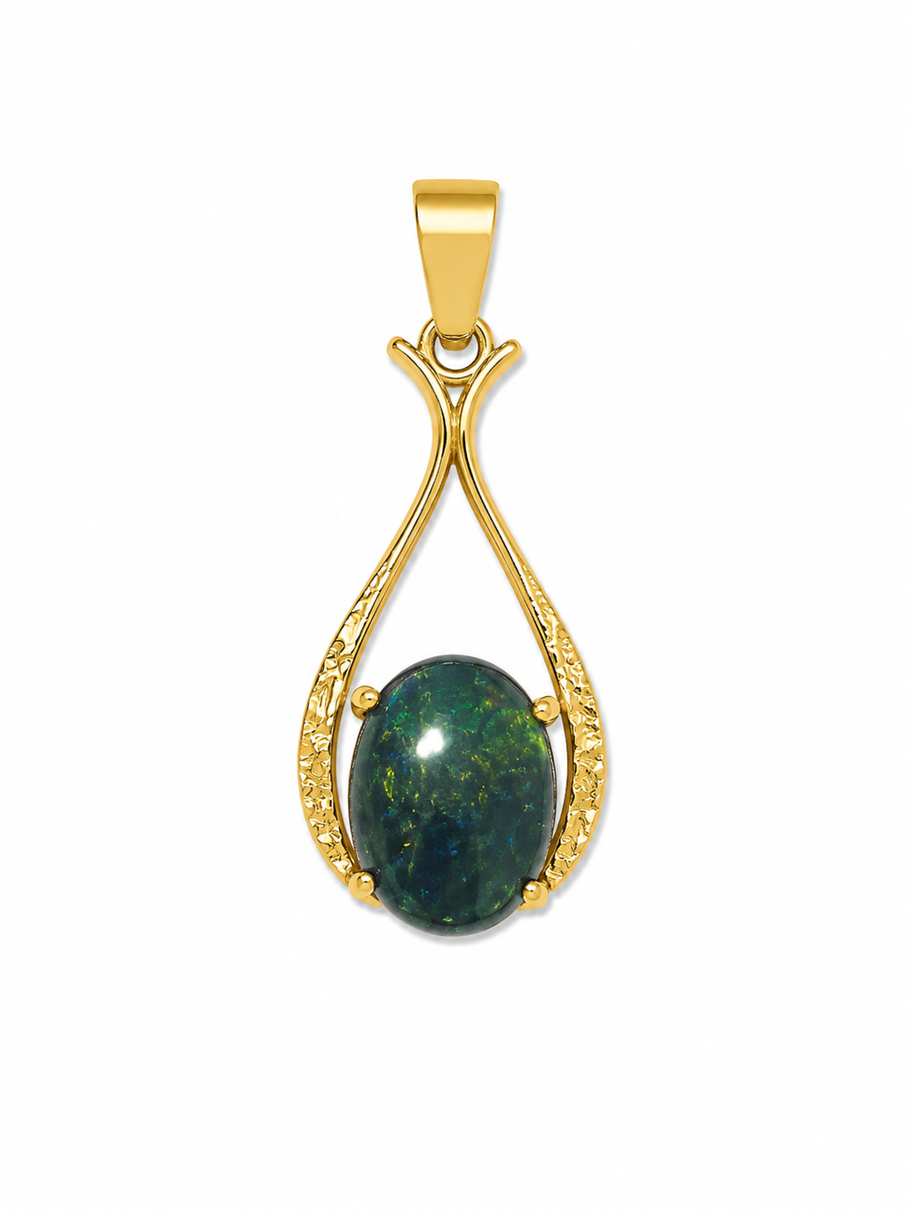 Verdant Point — Australian Opal pendant in Gold-Plated Sterling Silver, Ministry of Gems