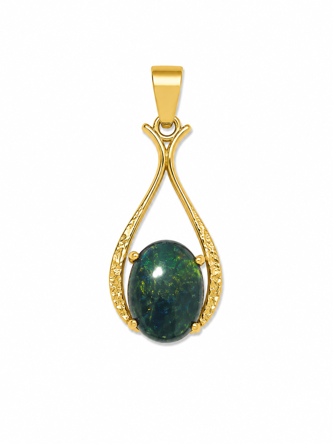 Verdant Point — Australian Opal pendant in Gold-Plated Sterling Silver, Ministry of Gems