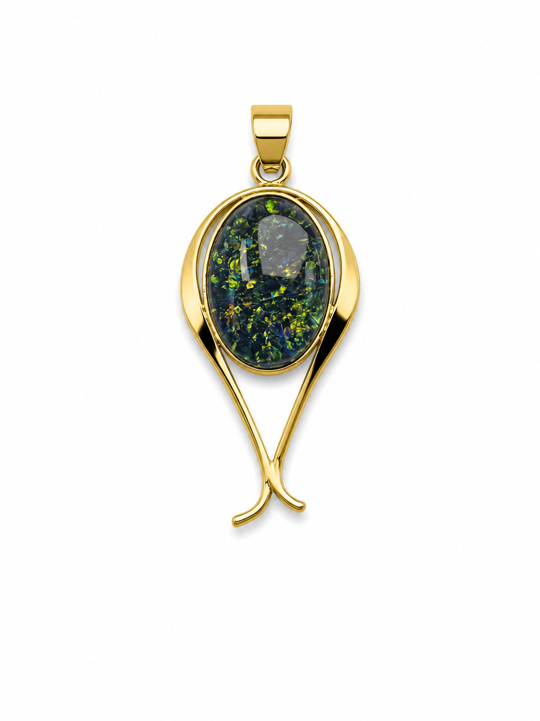 Seagrass Flame — Australian Opal pendant in Gold-Plated Sterling Silver, Ministry of Gems