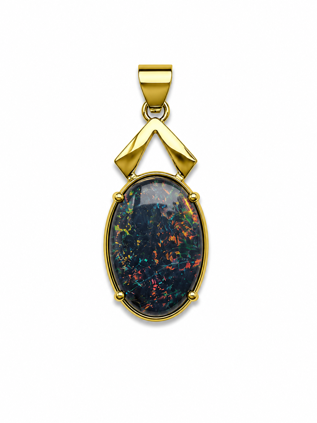 Midnight Classic — Australian Opal pendant in Gold-Plated Sterling Silver, Ministry of Gems