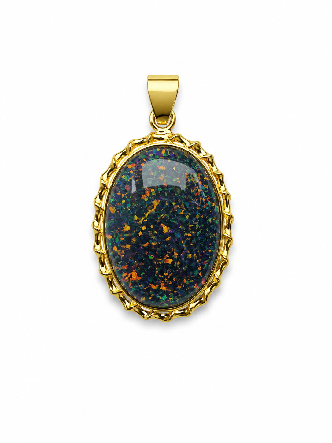 Galaxy Oval — Australian Opal pendant in Gold-Plated Sterling Silver, Ministry of Gems
