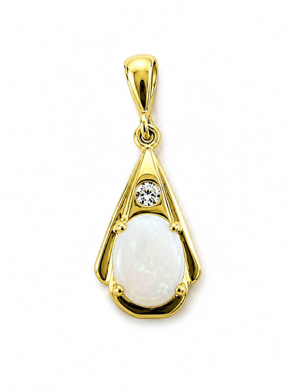 Suspended Pear I — Australian Opal pendant in Gold-Plated Sterling Silver, Ministry of Gems