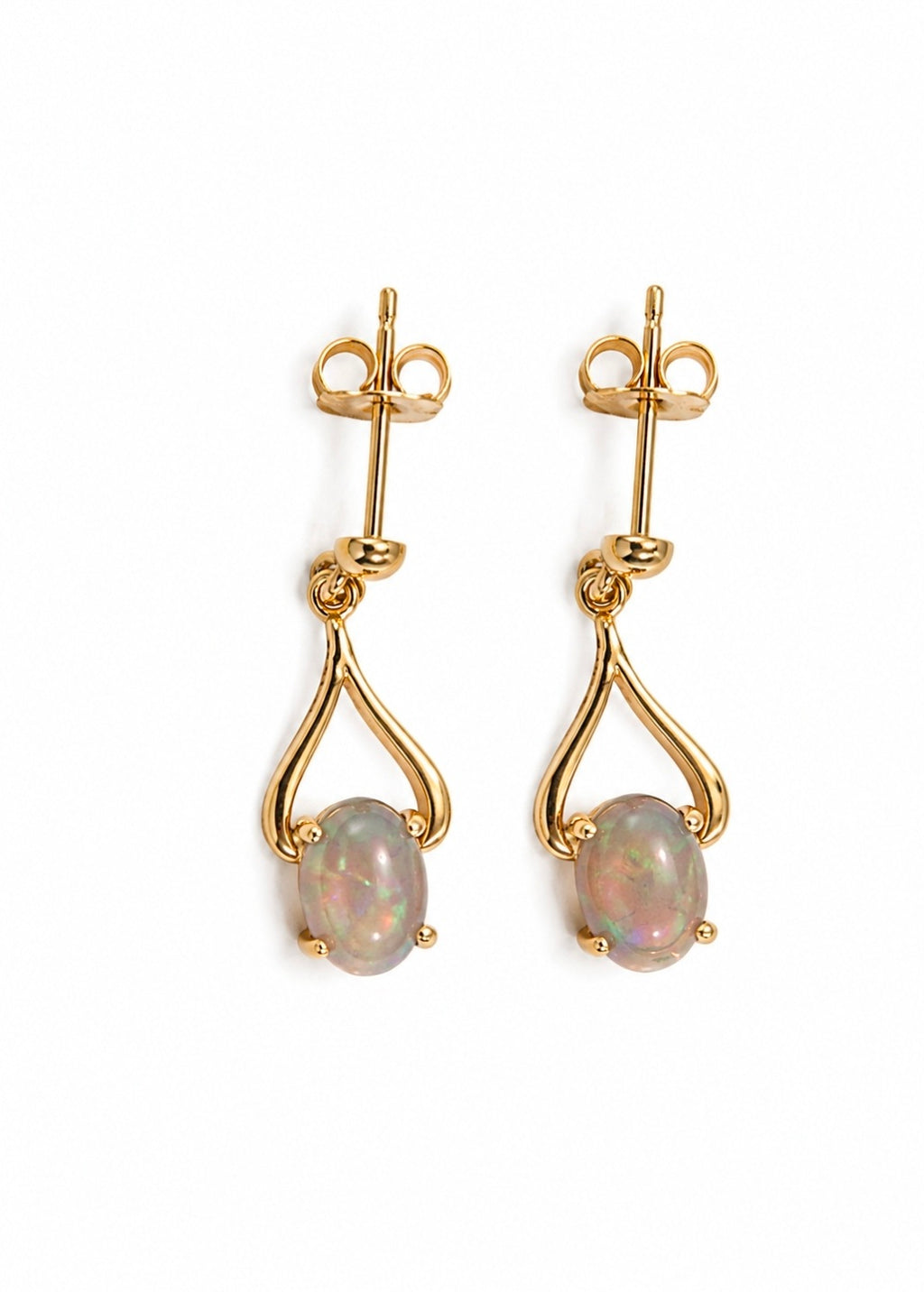 Pale Cascade — Australian Opal earrings in 14K Gold, Ministry of Gems