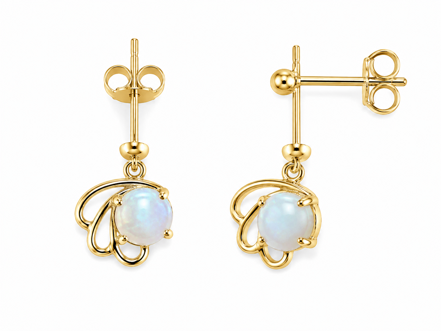 Celestial Drops — Australian Opal earrings in 14K Gold, Ministry of Gems