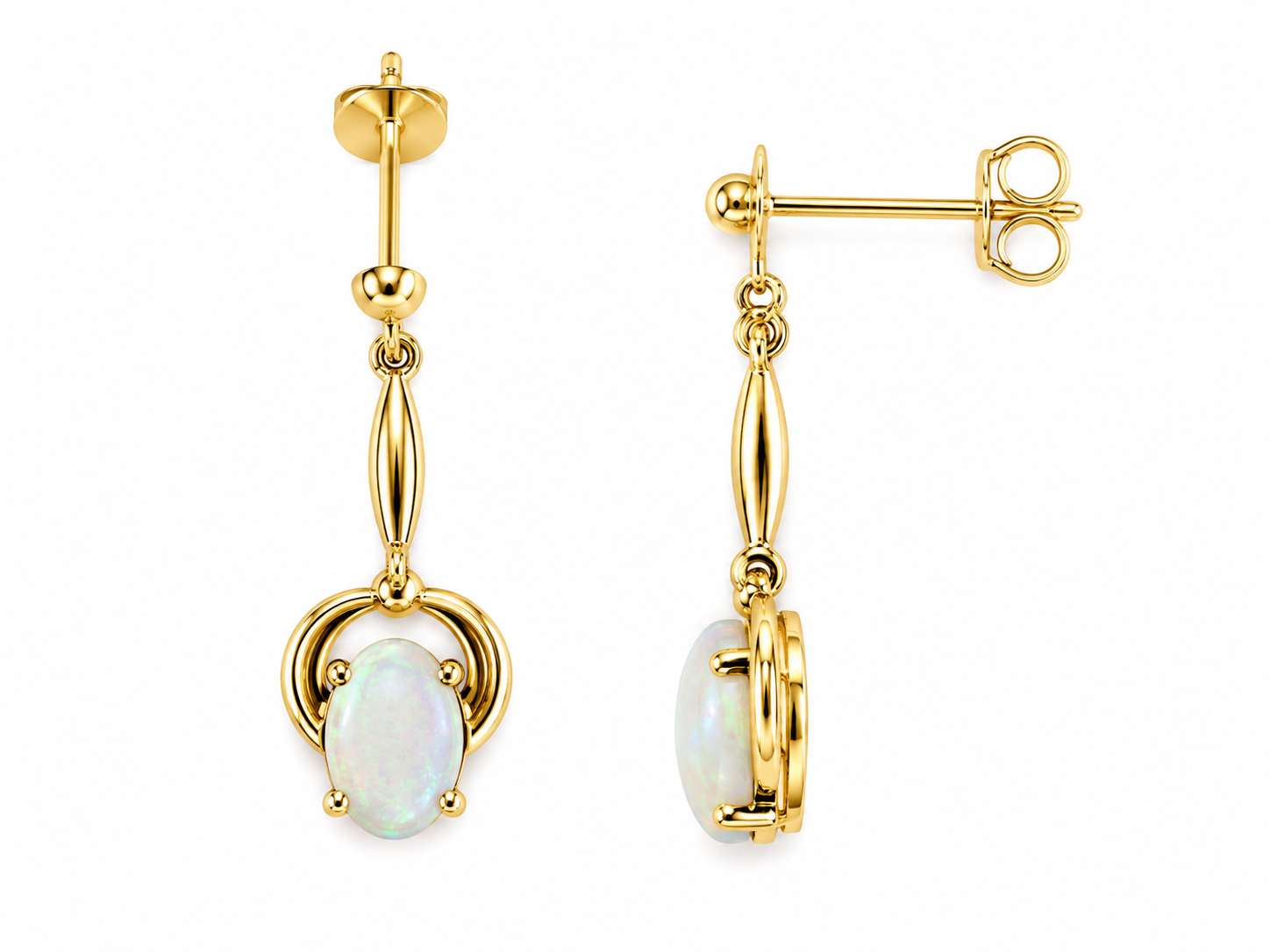 Weightless Drops — Australian Opal earrings in 14K Gold, Ministry of Gems