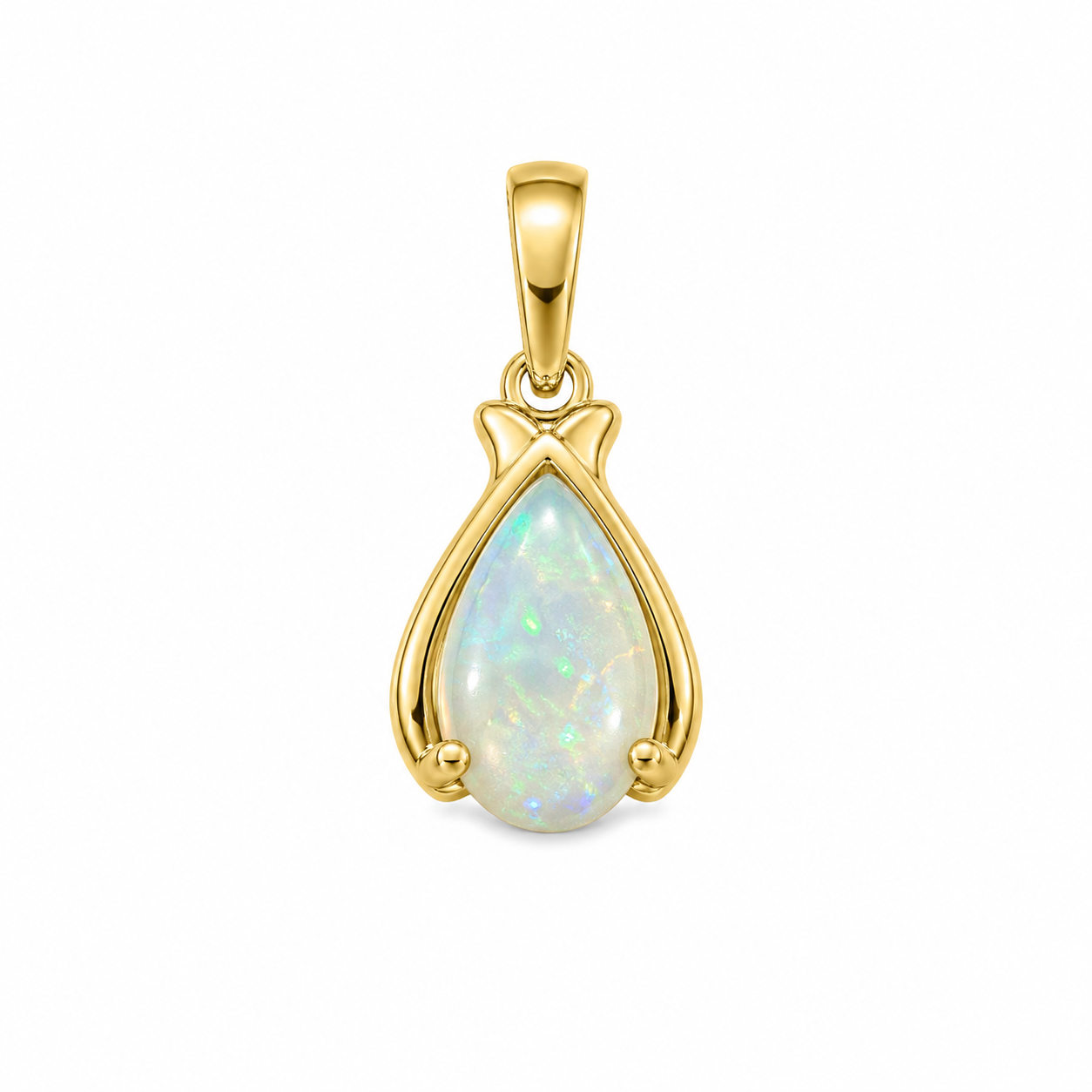 Dawn Teardrop — Australian Opal pendant in 14K Gold, Ministry of Gems