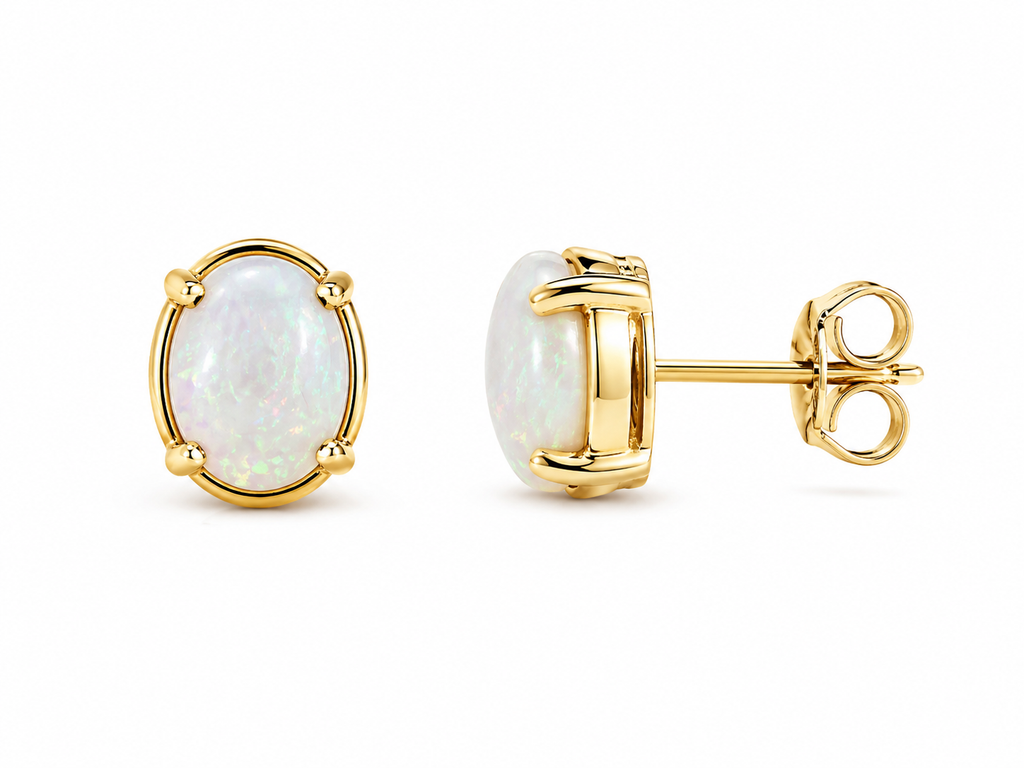 Modern Ember — Australian Opal earrings in 14K Gold, Ministry of Gems