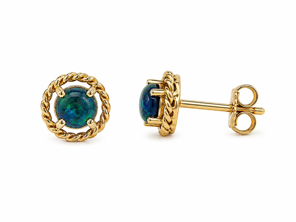 Open Stage — Australian Opal earrings in 14K Gold, Ministry of Gems