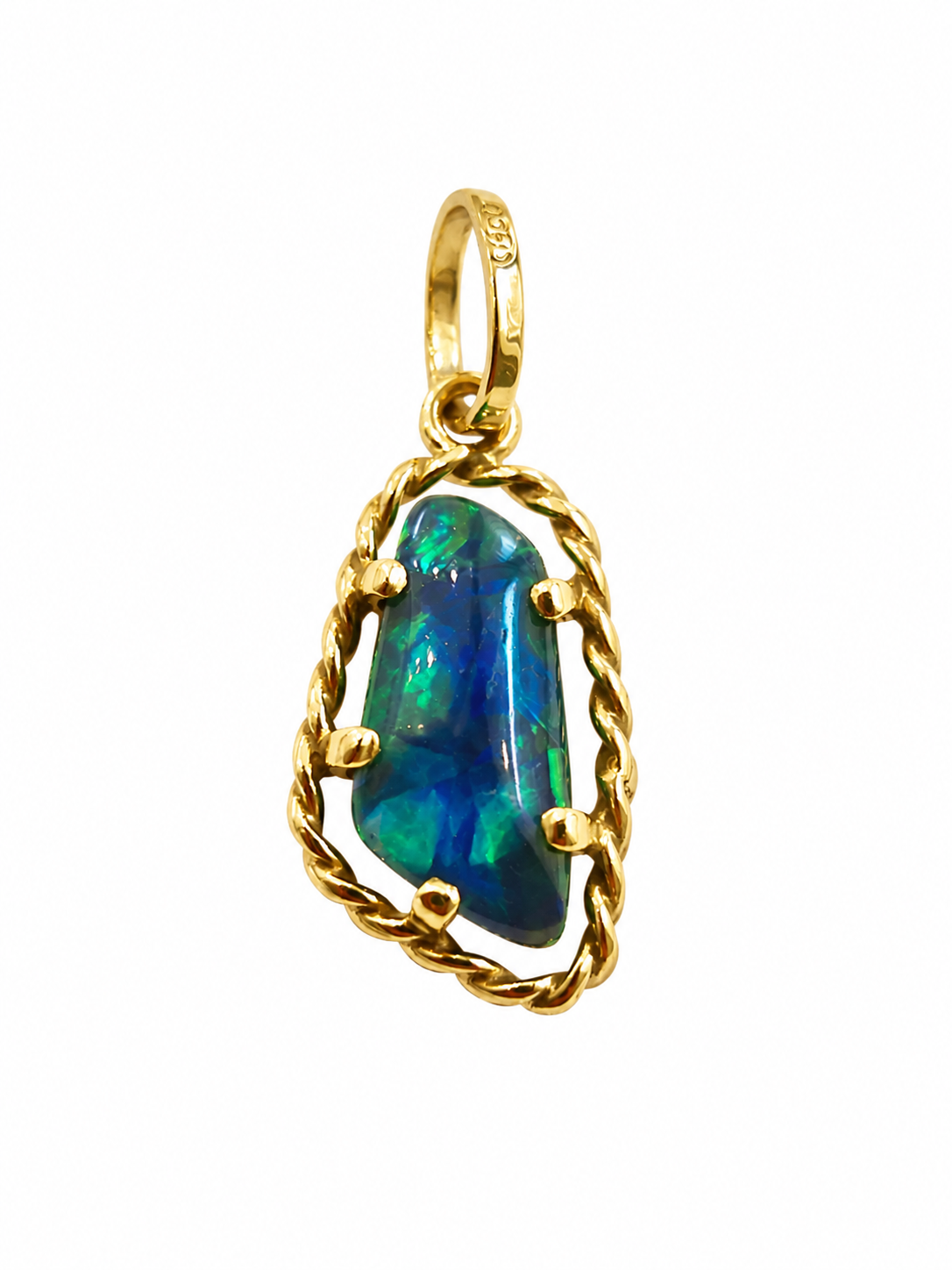Goldline I — Australian Opal pendant in 14K Gold, Ministry of Gems