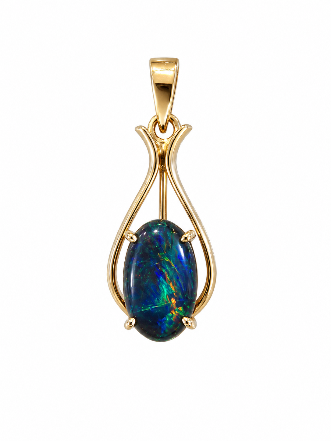 Goldline II — Australian Opal pendant in 14K Gold, Ministry of Gems