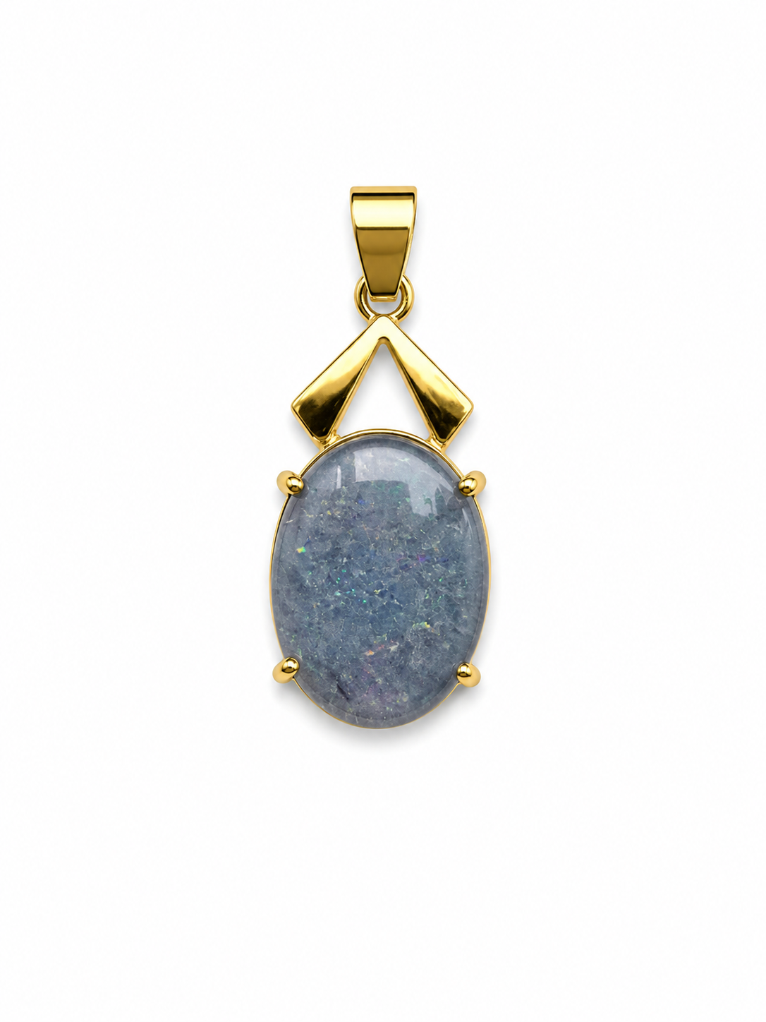 Cloudlight Rectangle — Australian Opal pendant in Gold-Plated Sterling Silver, Ministry of Gems