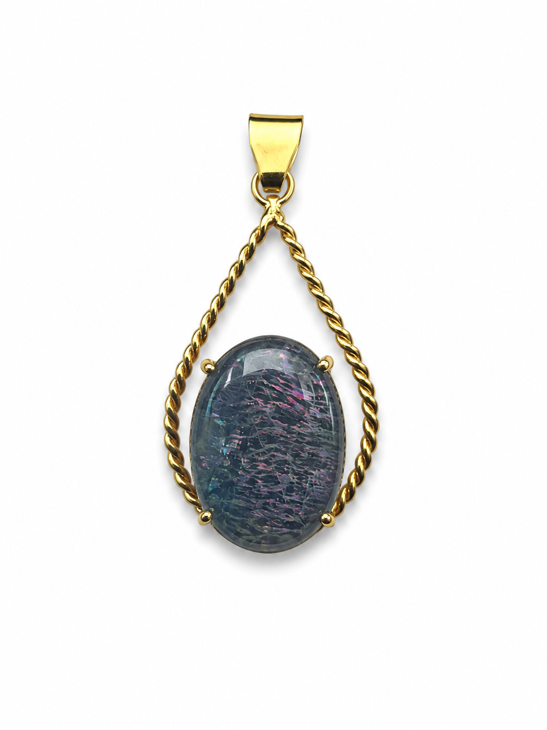 Night Current — Australian Opal pendant in Gold-Plated Sterling Silver, Ministry of Gems