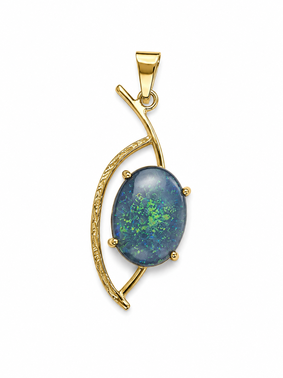 Coastal Leaf — Australian Opal pendant in Gold-Plated Sterling Silver, Ministry of Gems