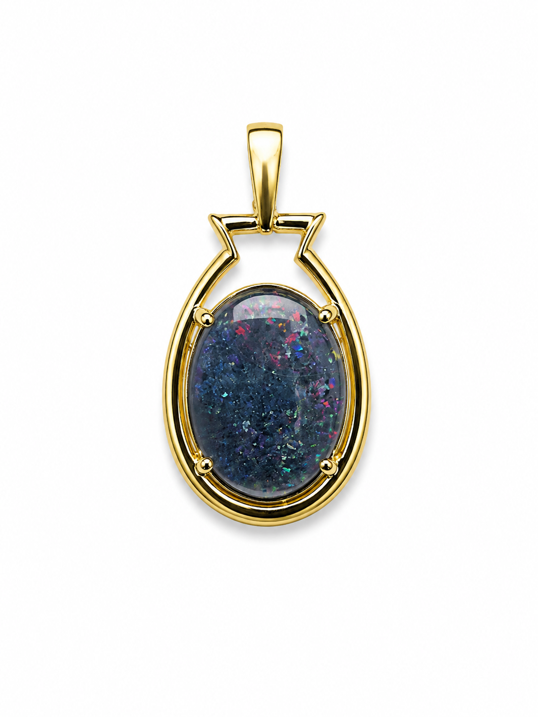 Midnight Frame — Australian Opal pendant in Gold-Plated Sterling Silver, Ministry of Gems