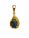 Peacock Ginkgo — Australian Opal pendant in Gold-Plated Sterling Silver, Ministry of Gems