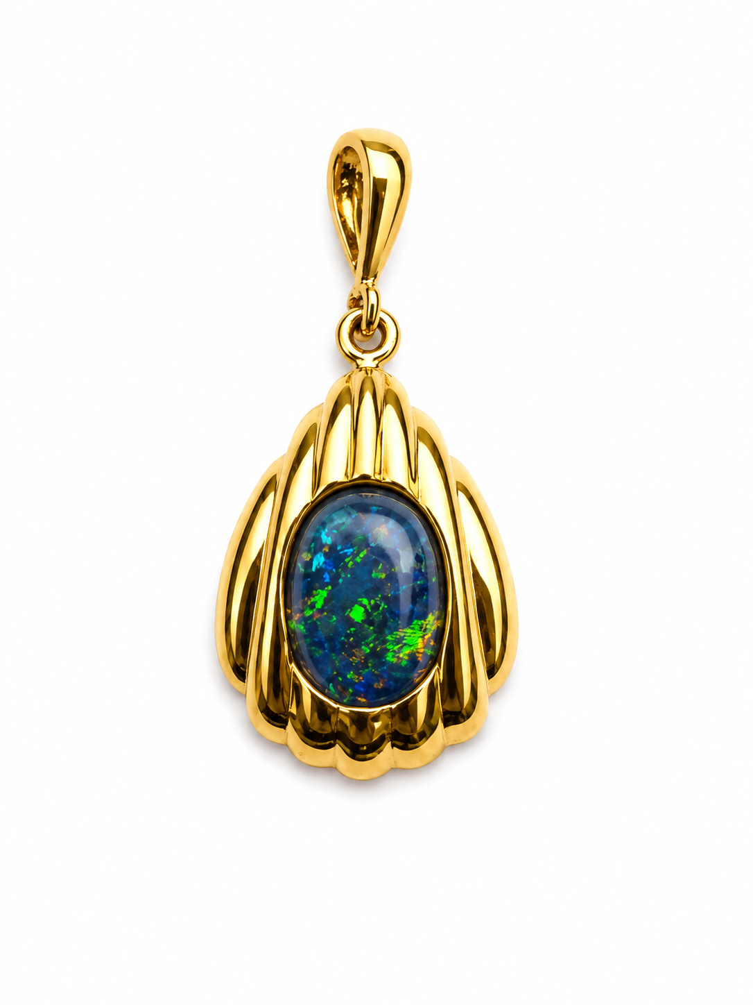 Ocean Halo — Australian Opal pendant in Gold-Plated Sterling Silver, Ministry of Gems