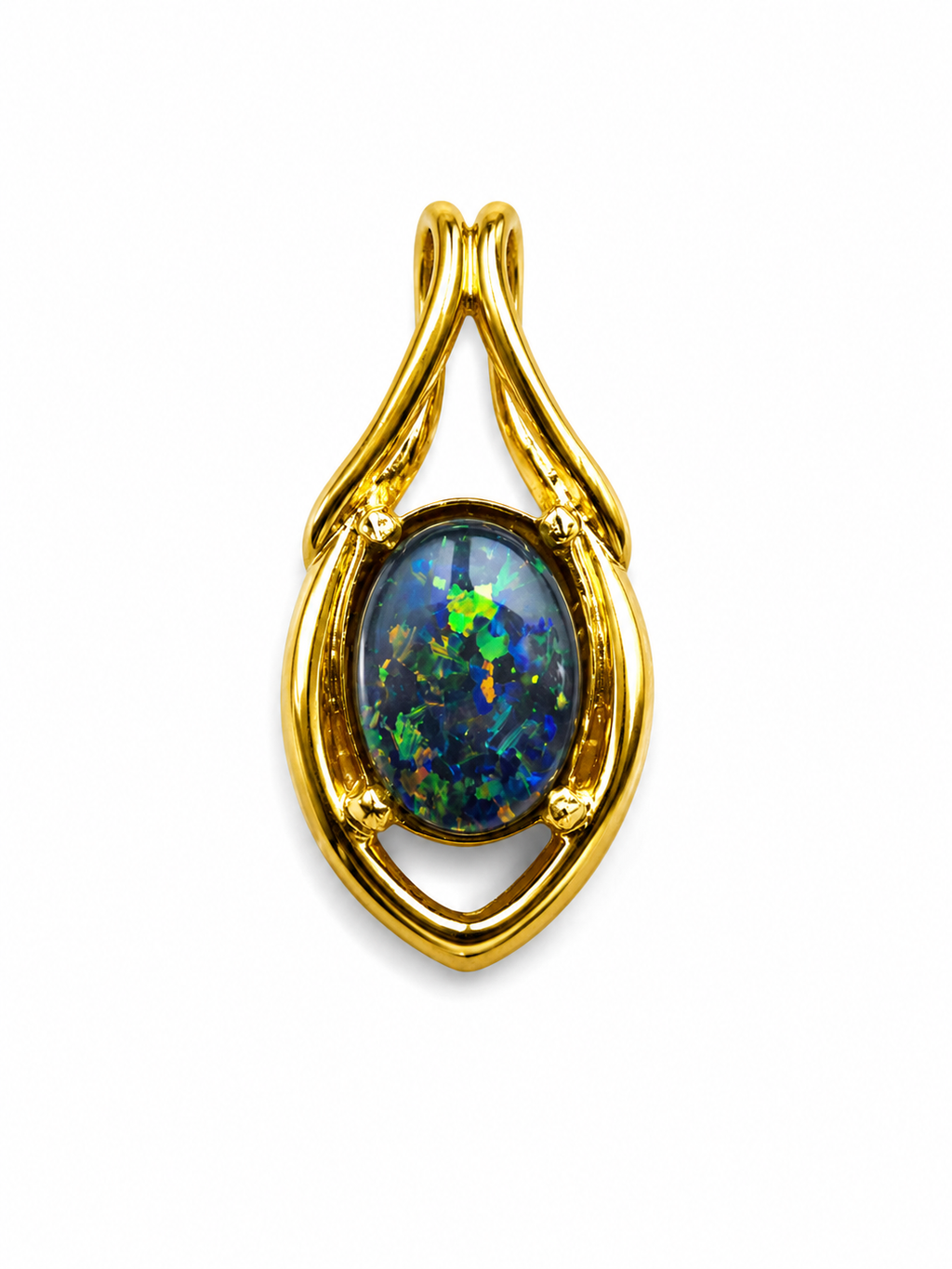 Sovereign Flame — Australian Opal pendant in Gold-Plated Sterling Silver, Ministry of Gems