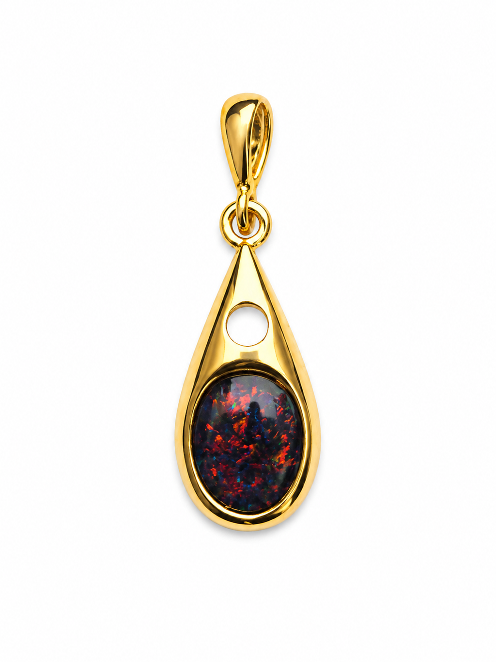 Ember Drop — Australian Opal pendant in Gold-Plated Sterling Silver, Ministry of Gems