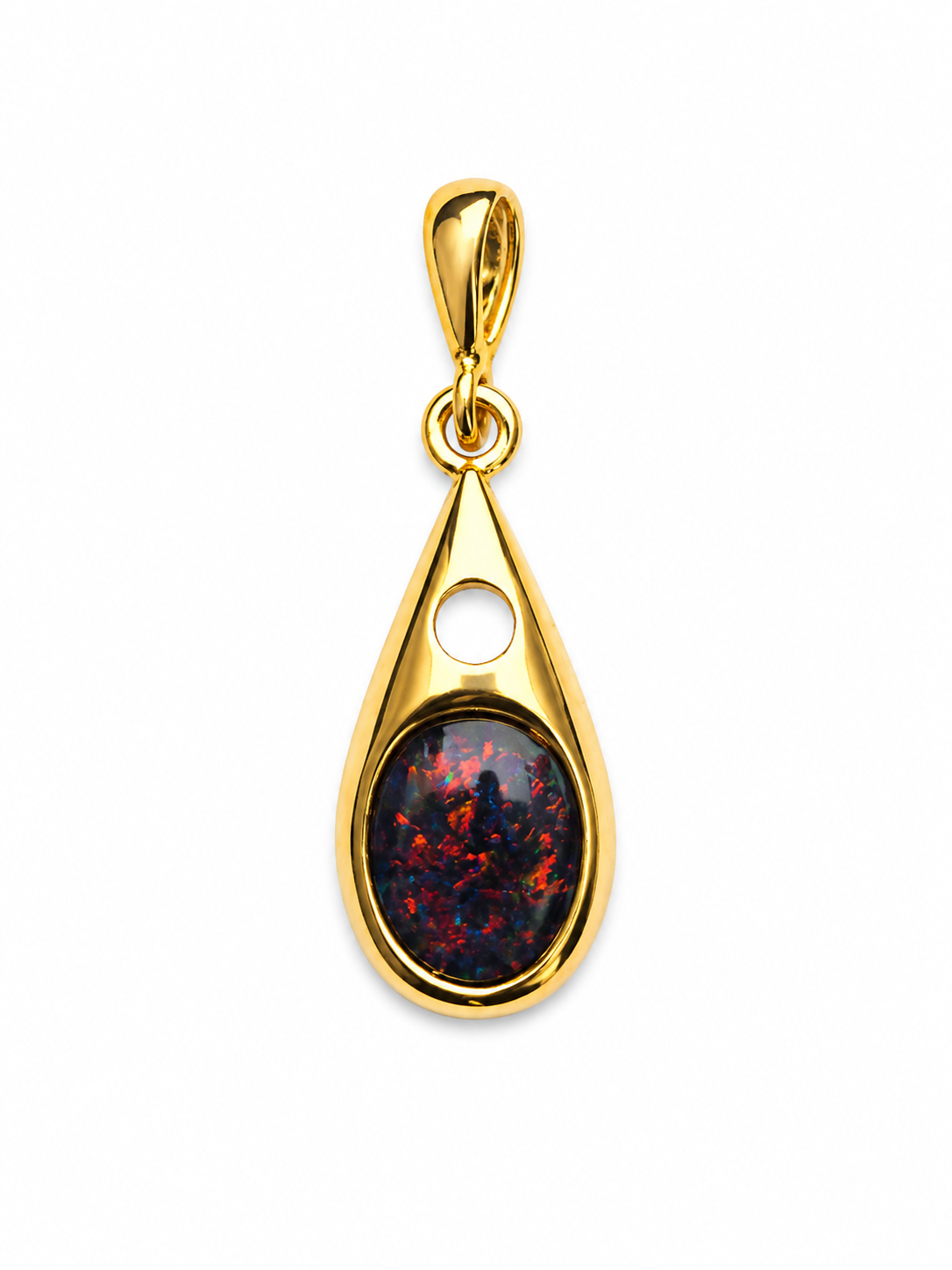 Ember Drop — Australian Opal pendant in Gold-Plated Sterling Silver, Ministry of Gems