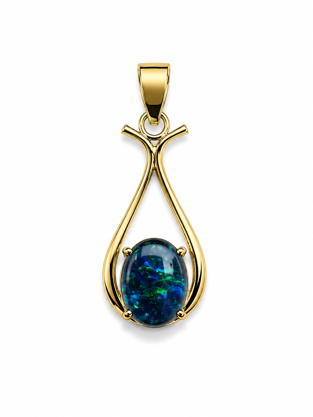 Sapphire Tear — Australian Opal pendant in Gold-Plated Sterling Silver, Ministry of Gems