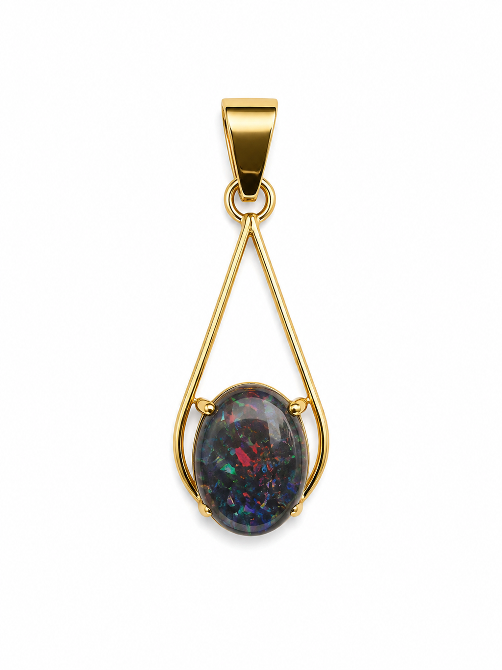 Nocturne Point — Australian Opal pendant in Gold-Plated Sterling Silver, Ministry of Gems
