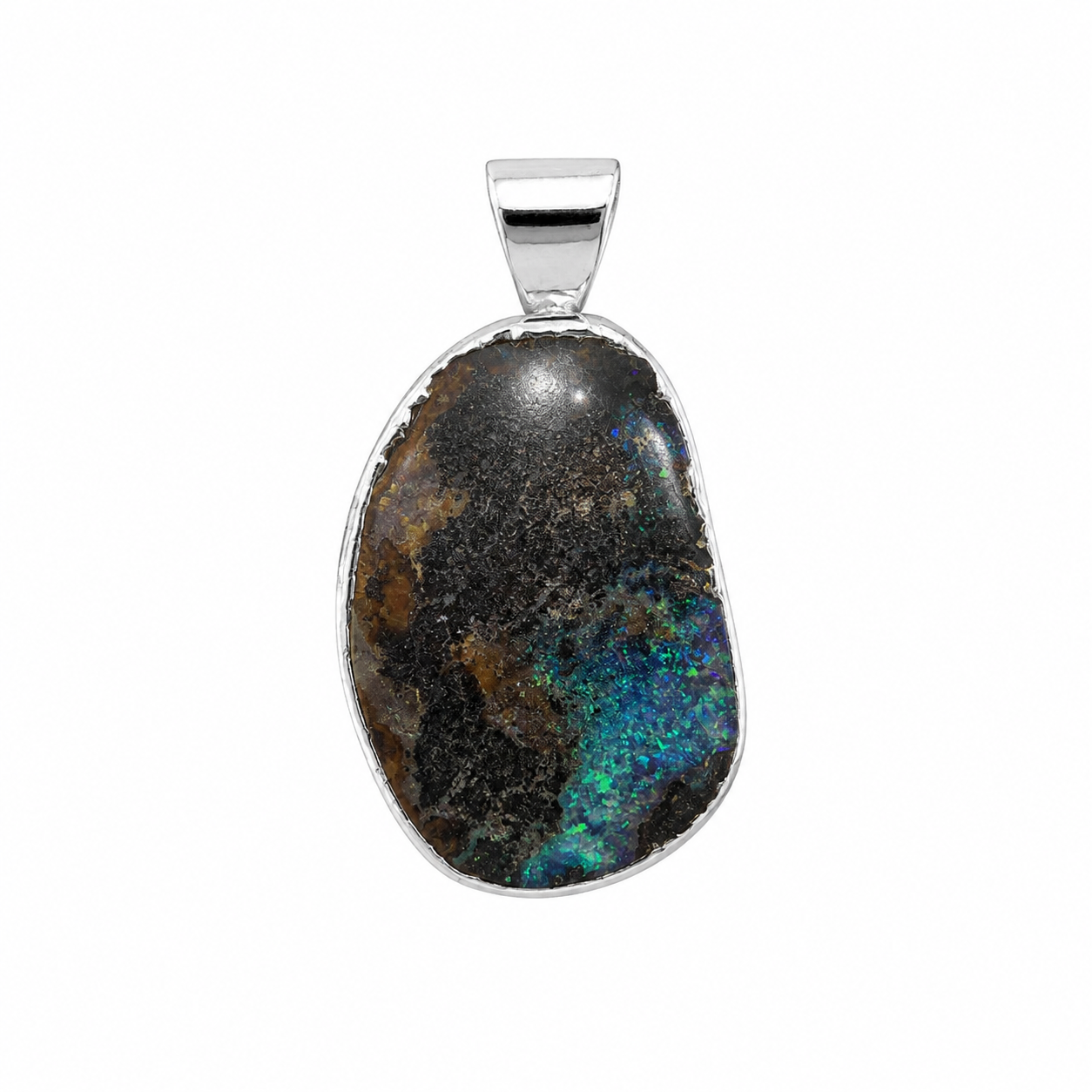 Ironstone Country I — Boulder Opal pendant in Gold-Plated Sterling Silver, Ministry of Gems