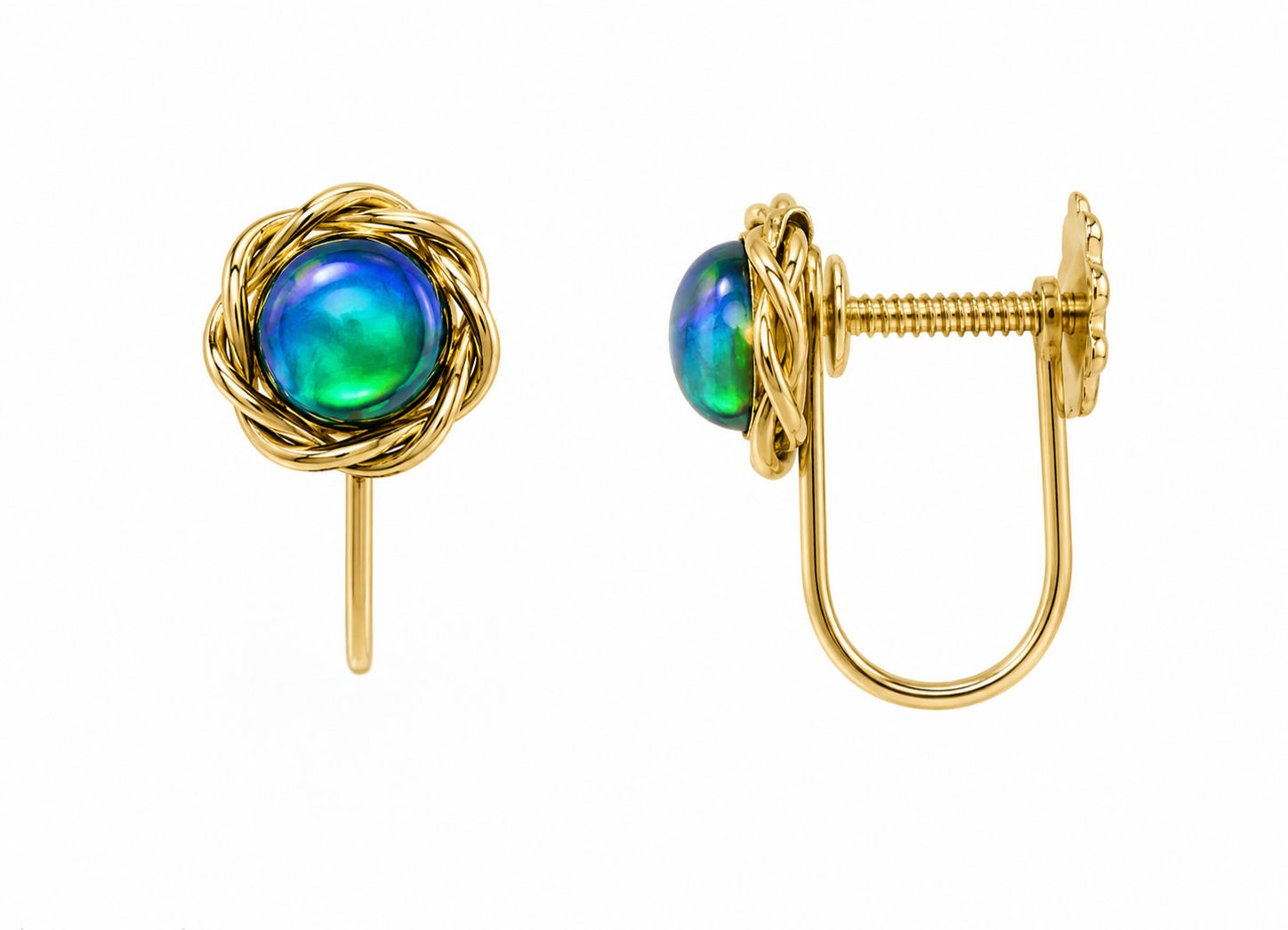 Daylight Ember — Australian Opal earrings in 14K Gold, Ministry of Gems