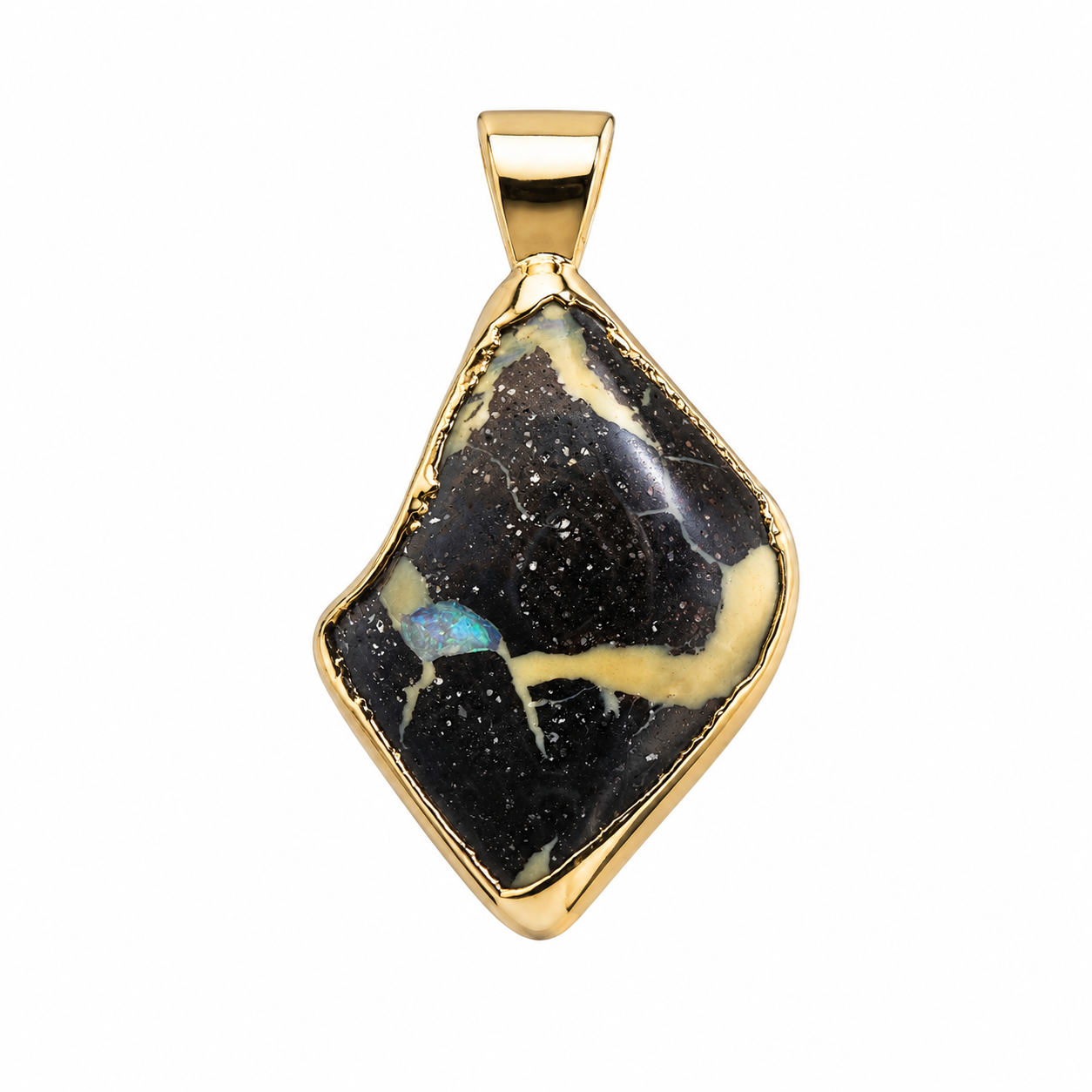 Boulder Shard I — Boulder Opal pendant in Gold-Plated Sterling Silver, Ministry of Gems